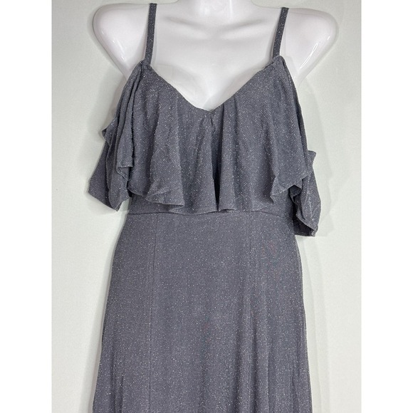 Show Me Your Mumu Renee Ruffle Maxi Dress Dancing Queen Shine Smoke - Picture 3 of 11